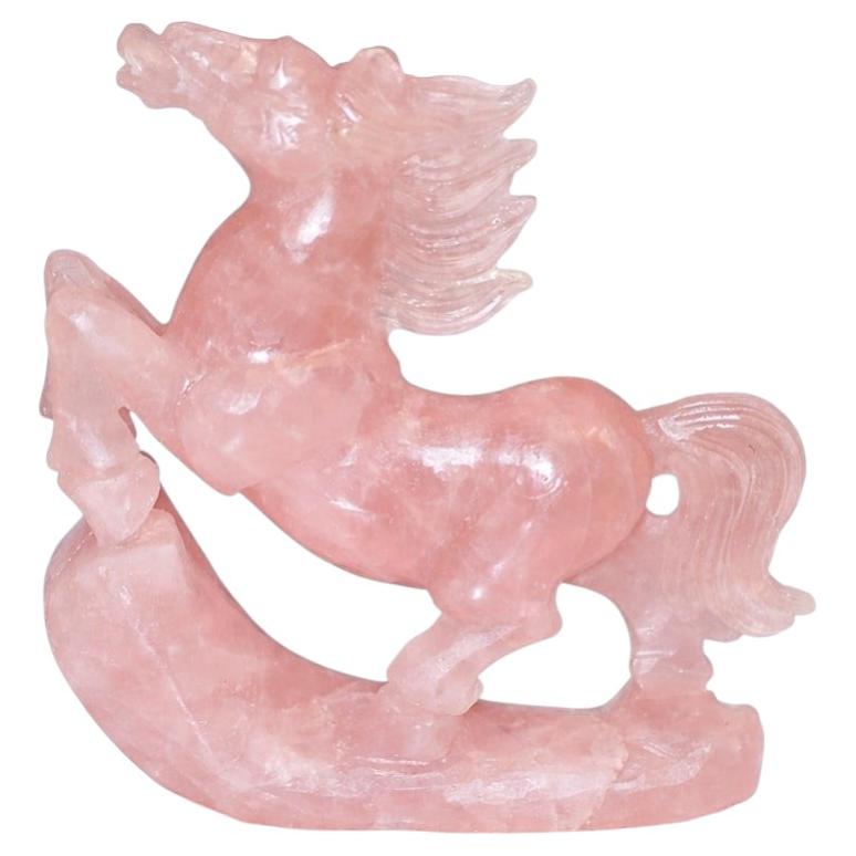 Natural Rose Quartz Horse Pink Gemstone Sculpture Large Statue 8" Hand Carved