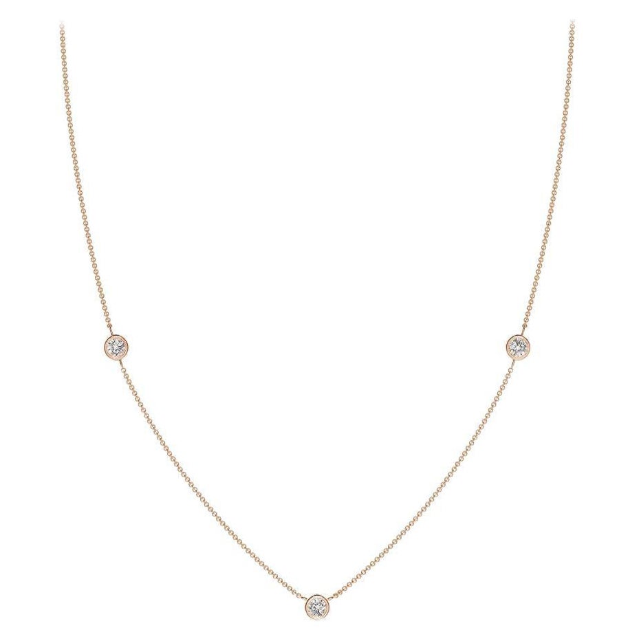 Collier en or rose 14K avec chaîne de diamants ronds naturels 0.33cttw (Couleur-I-J, I1-I2)