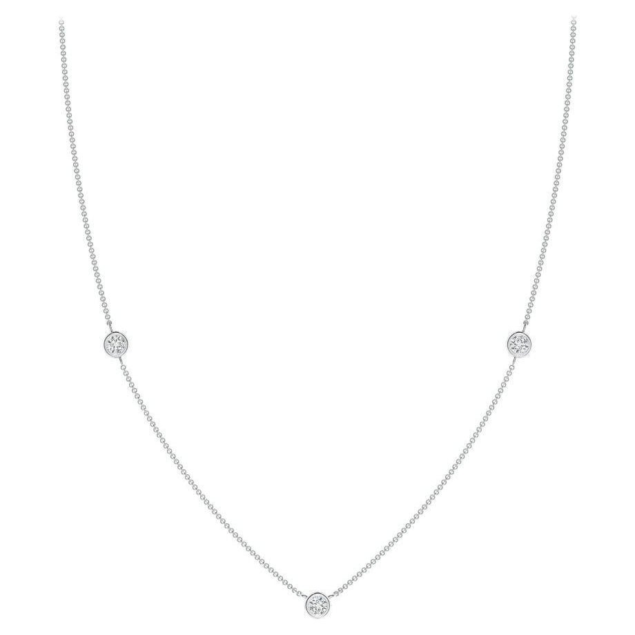 Collar de cadena de diamantes redondos naturales de 0,33 ctw en oro blanco de 14 quilates (color H, SI2)