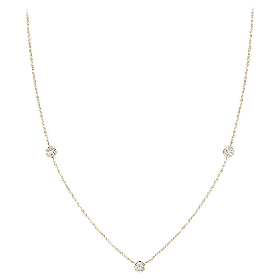 Collana a catena con diamanti tondi naturali da 0,33 carati in oro giallo 14K (H. H., SI2)