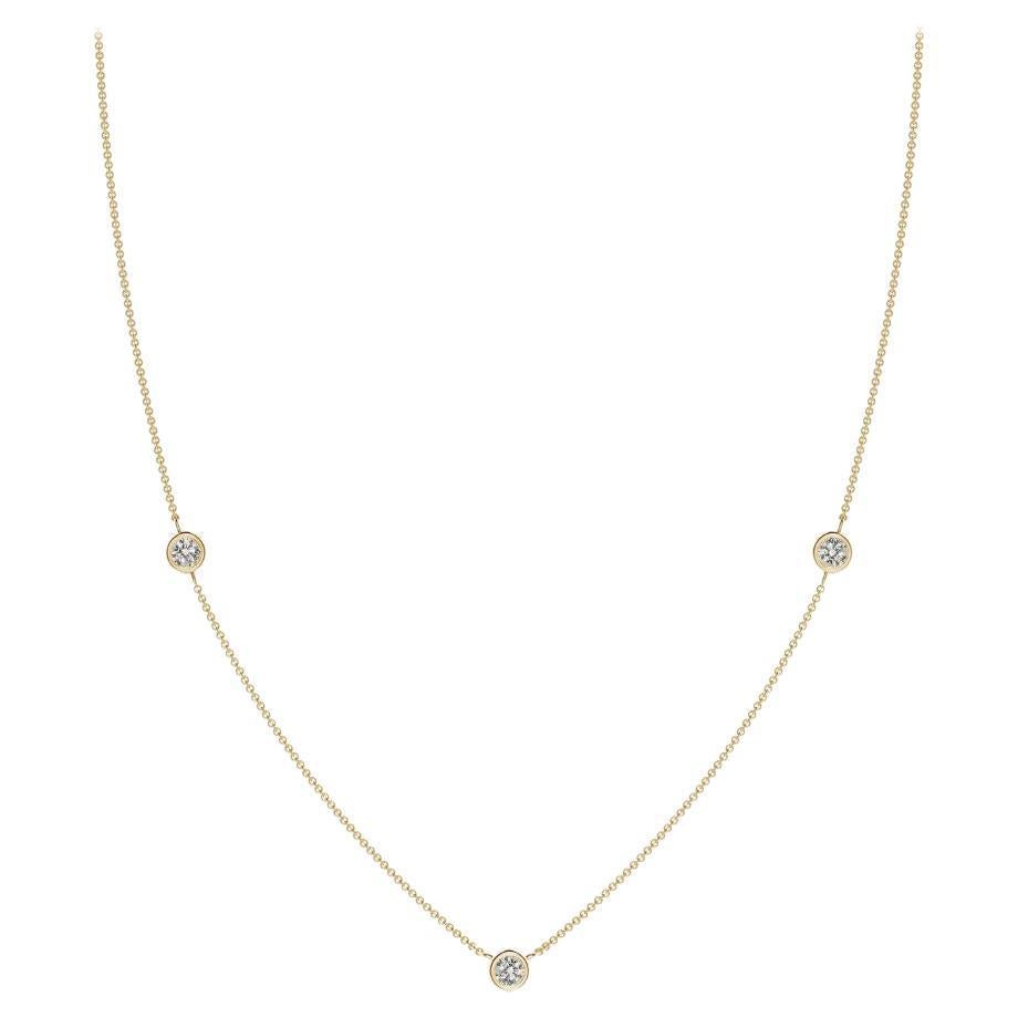 Collar de Cadena de Diamantes Redondos Naturales de 0,33cttw en Oro Amarillo de 14K (Color- K, I3)