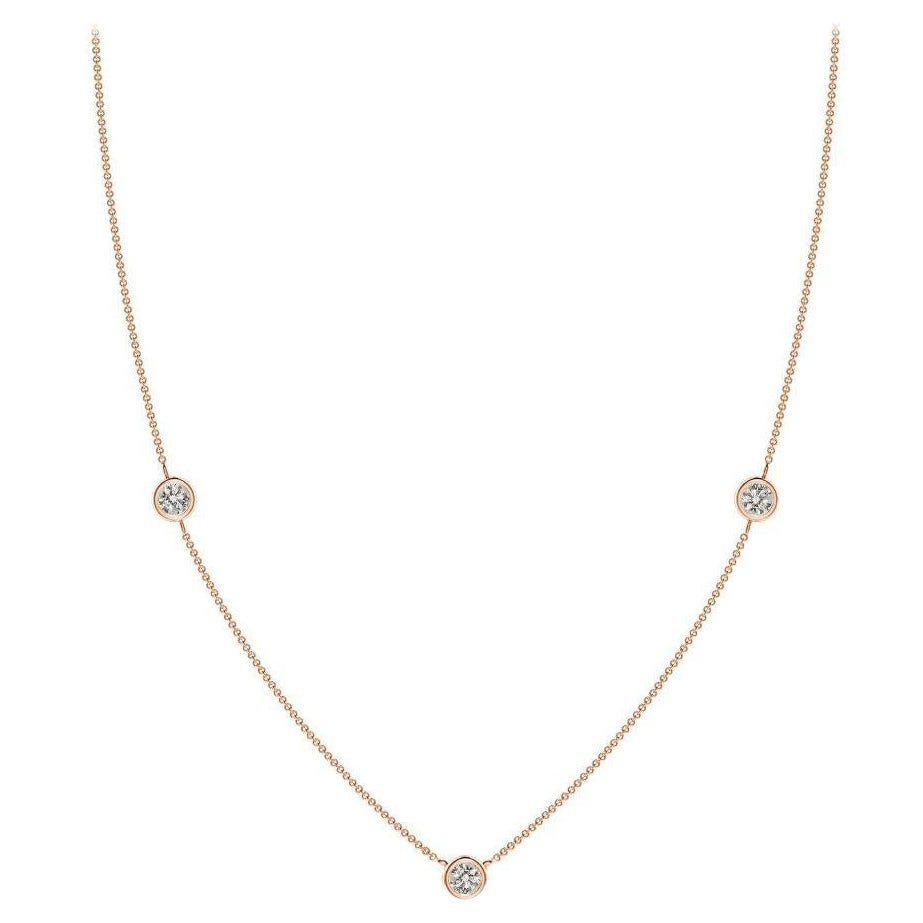 Collier en or rose 14 carats avec chaîne de diamants ronds naturels 0,5cttw (Couleur- K, I3)