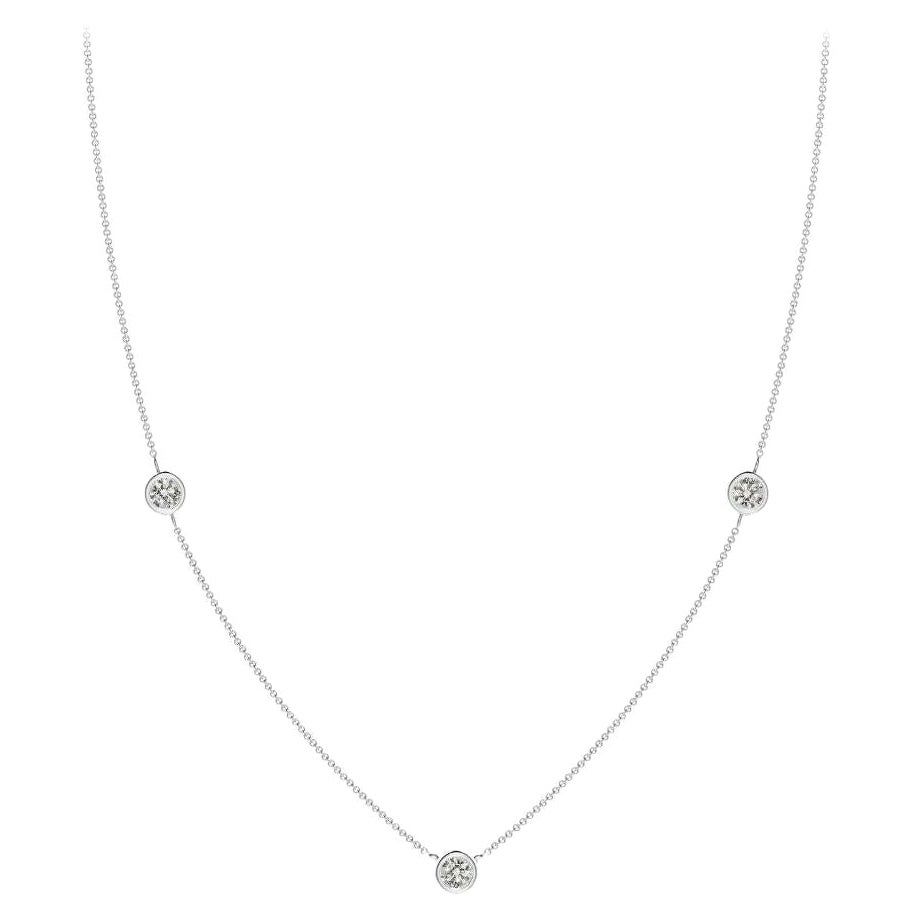Natural Round 0.5cttw Diamond Chain Necklace in 14K White Gold (Color- K, I3)