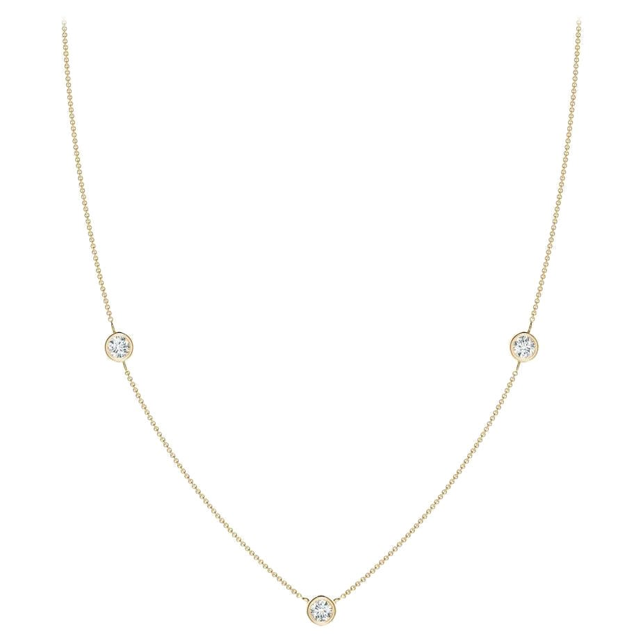 Collar de Cadena de Diamantes Redondos Naturales de 0,5cttw en Oro Amarillo de 14K (Color- G, VS2)