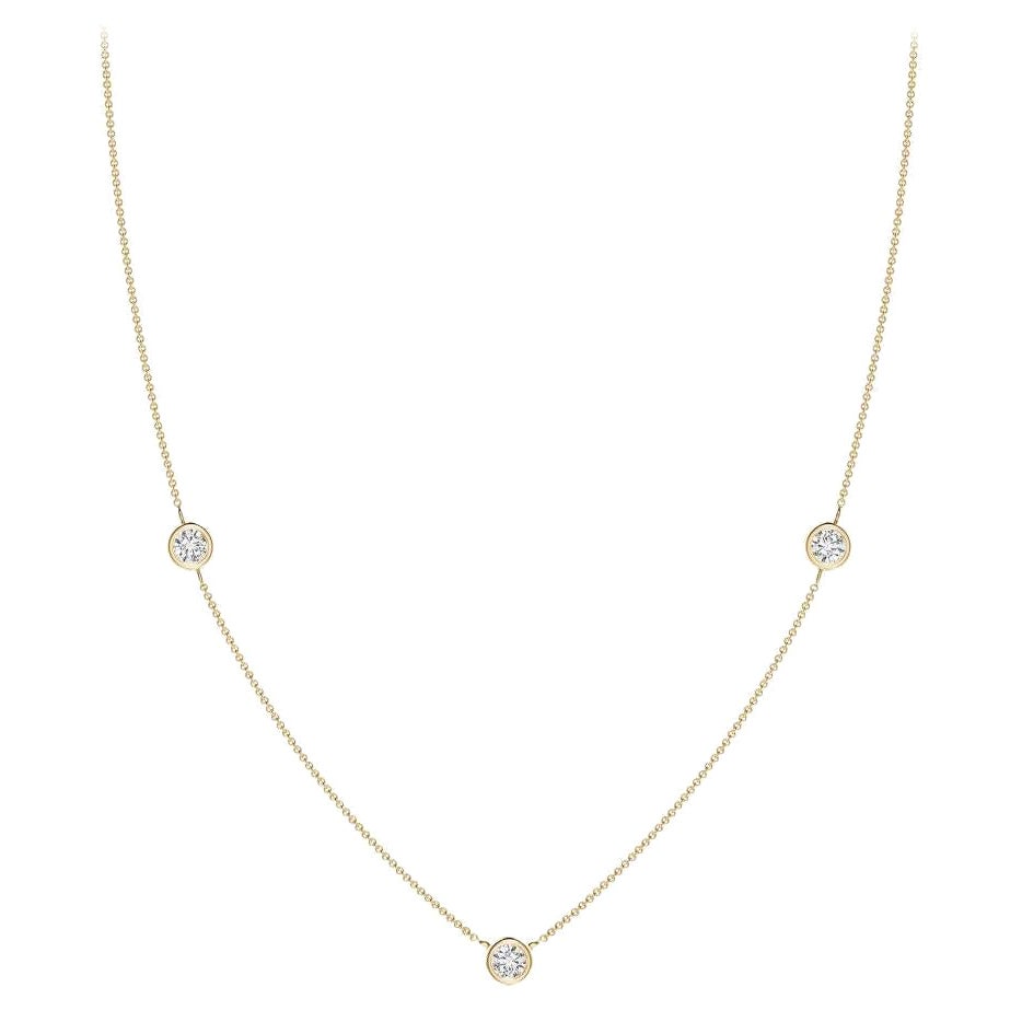Collar de Cadena de Diamantes Redondos Naturales de 0,5cttw en Oro Amarillo de 14K (Color- H, SI2)