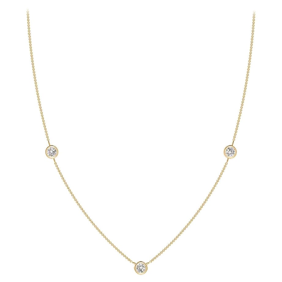 Collar de cadena de diamantes redondos naturales de 0,5 ctw en oro amarillo de 14 quilates (I-J, I1-I2)