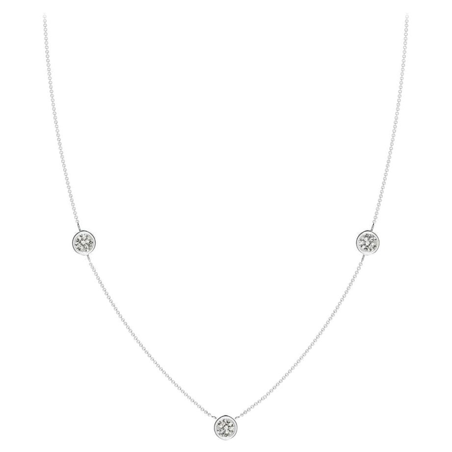 Collar de Cadena de Diamantes Redondos Naturales de 0,75 ctw en Oro Blanco de 14 K (Color- K, I3)