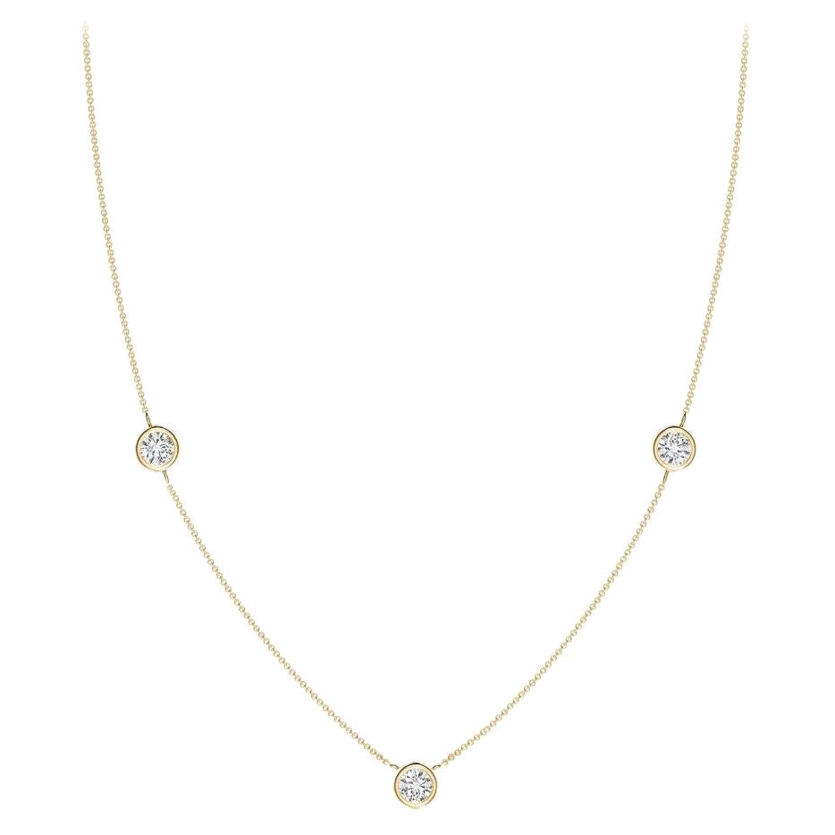 Collar de cadena de diamantes redondos naturales de 0,75 ctw en oro amarillo de 14 quilates (color H, SI2)