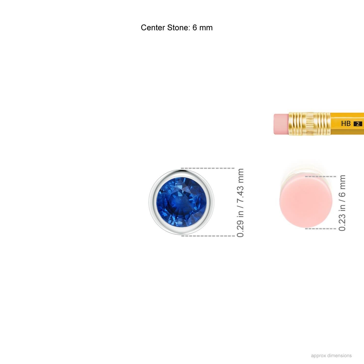 Moderne Pendentif solitaire de 6 mm en or blanc 14 carats avec saphir bleu naturel rond de 1 carat en vente