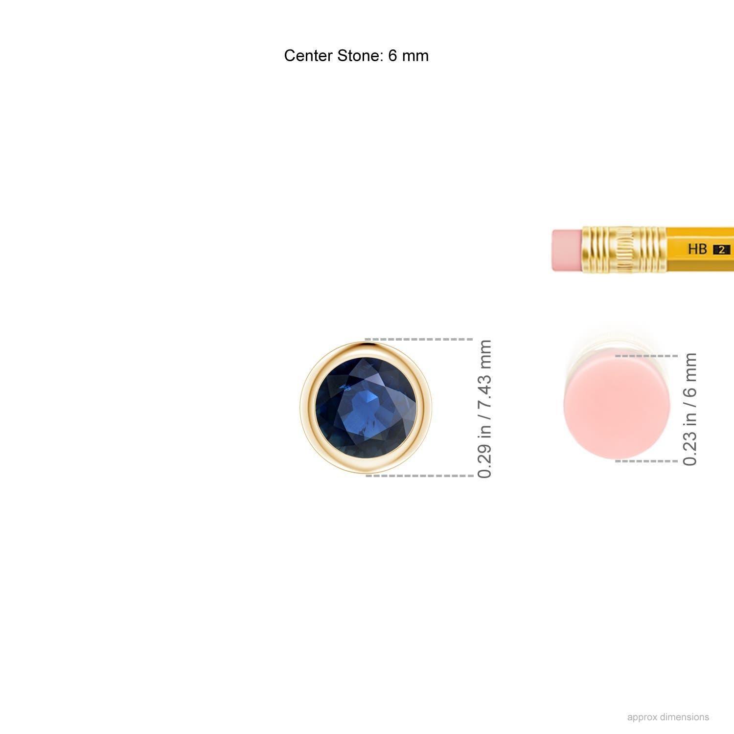 Moderne Pendentif solitaire de 6 mm en or jaune 14 carats avec saphir bleu naturel rond de 1 carat en vente
