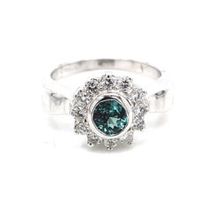 Natural Round 1.01CT Alexandrite & Diamond Platinum Ring