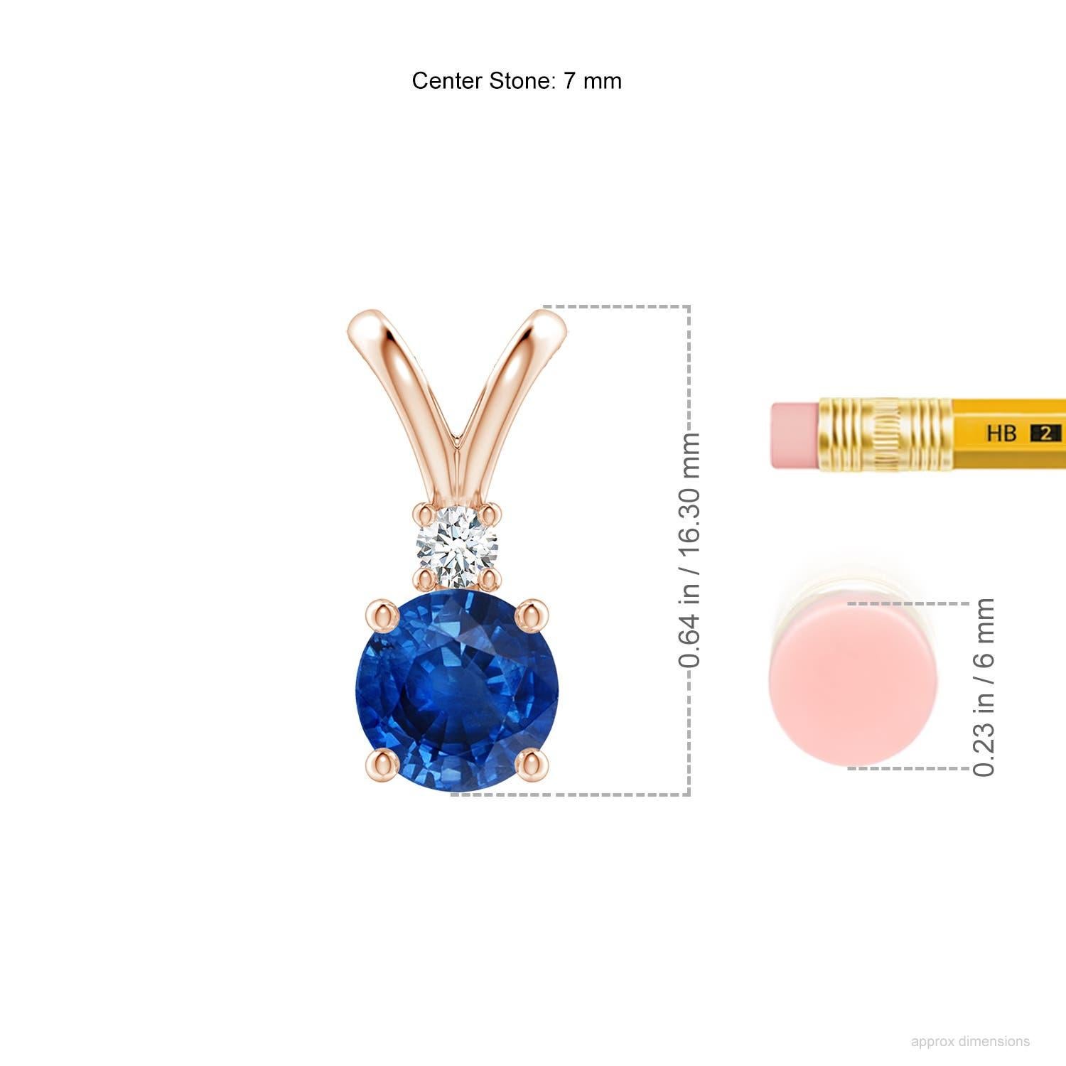 Natürlicher runder 1,6 ct blauer Saphir Solitär-Anhänger mit Diamant 14K Rose Gold (Rundschliff) im Angebot