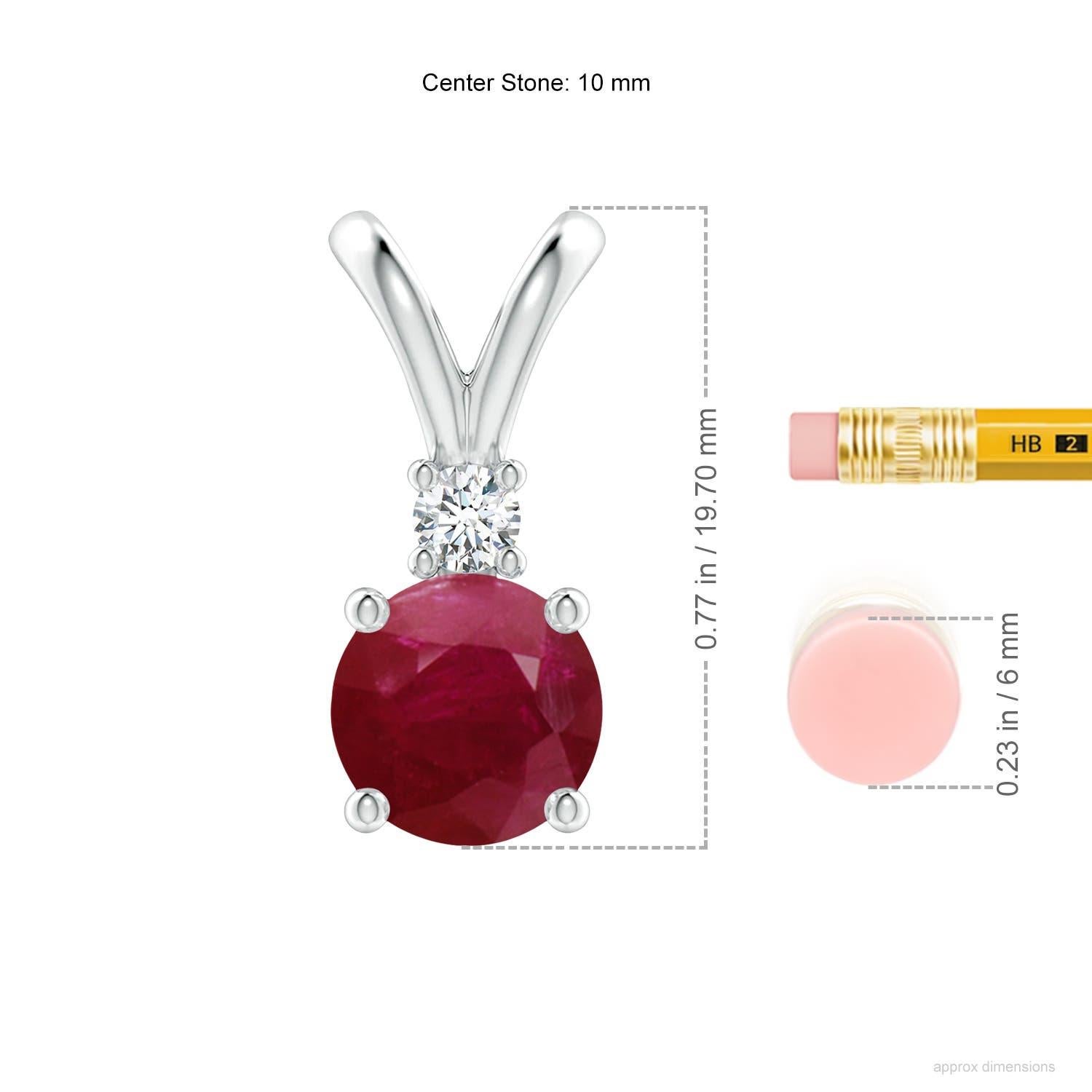 Colgante Redondo Natural de Rubí Solitario en V de 4.5 ct con Diamante en Platino Moderno en venta