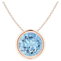 ANGARA Natural Round 1.60ct Aquamarine Solitaire Pendant in 14K Rose Gold