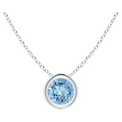 ANGARA Natural Round 0.20ct Aquamarine Solitaire Pendant in 14K White Gold