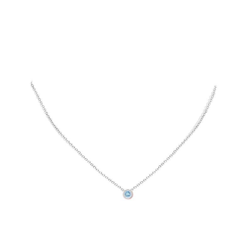 Natürlicher runder Aquamarin Solitär-Anhänger in Platin (Größe-4 mm) (Rundschliff) im Angebot