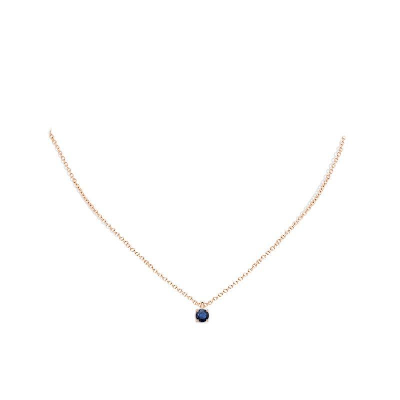 Round Cut ANGARA Natural Round 0.60ct Blue Sapphire Solitaire Pendant in 14K Rose Gold For Sale