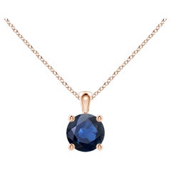 ANGARA Natural Round 0.60ct Blue Sapphire Solitaire Pendant in 14K Rose Gold