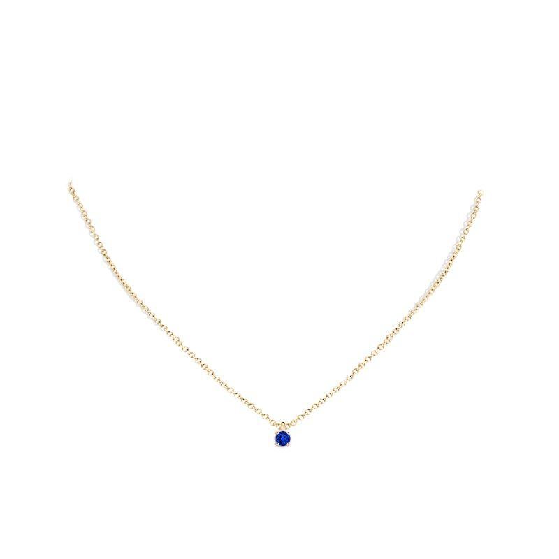 Round Cut ANGARA Natural Round 0.33ct Blue Sapphire Solitaire Pendant in 14K Yellow Gold For Sale