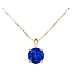 ANGARA Pendentif solitaire en or jaune 14 carats avec saphir bleu rond naturel de 0,60 carat