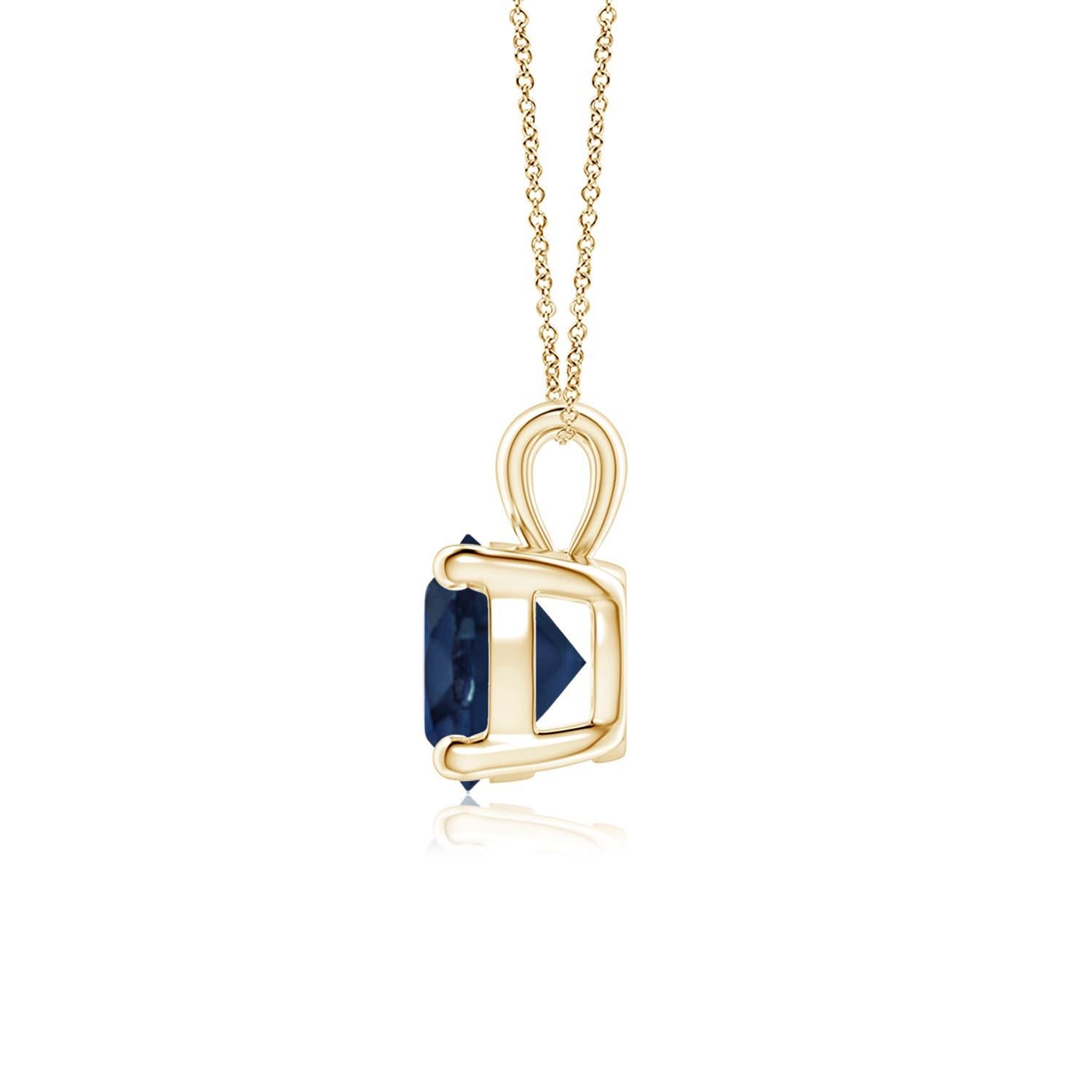 Modern ANGARA Natural Round 1ct Blue Sapphire Solitaire Pendant in 14K Yellow Gold For Sale