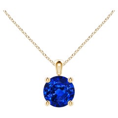 ANGARA Natural Round 1ct Blue Sapphire Solitaire Pendant in 14K Yellow Gold
