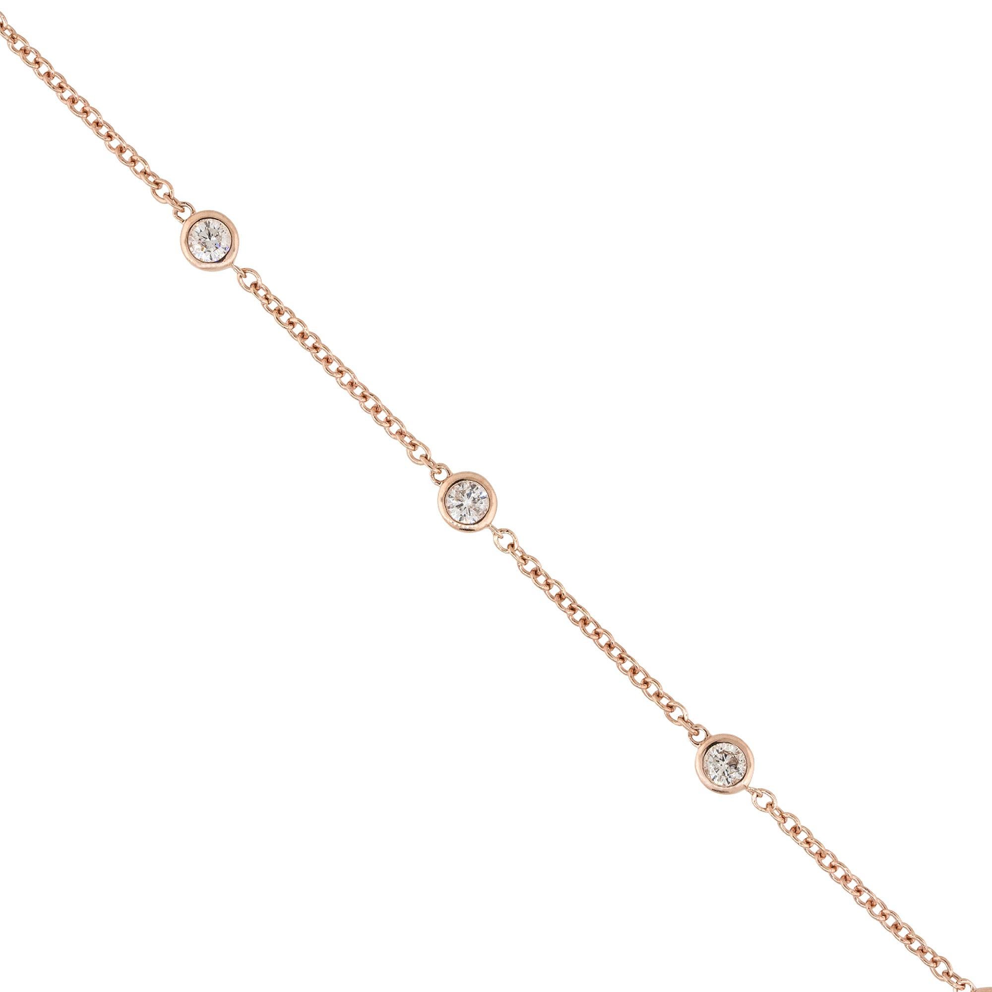 Pulsera de diamantes redondos brillantes naturales engastados en bisel de 14 quilates por metros

Este impresionante brazalete de diamantes por yardas de oro rosa de 14 quilates tiene diamantes naturales de talla brillante redondos que suman