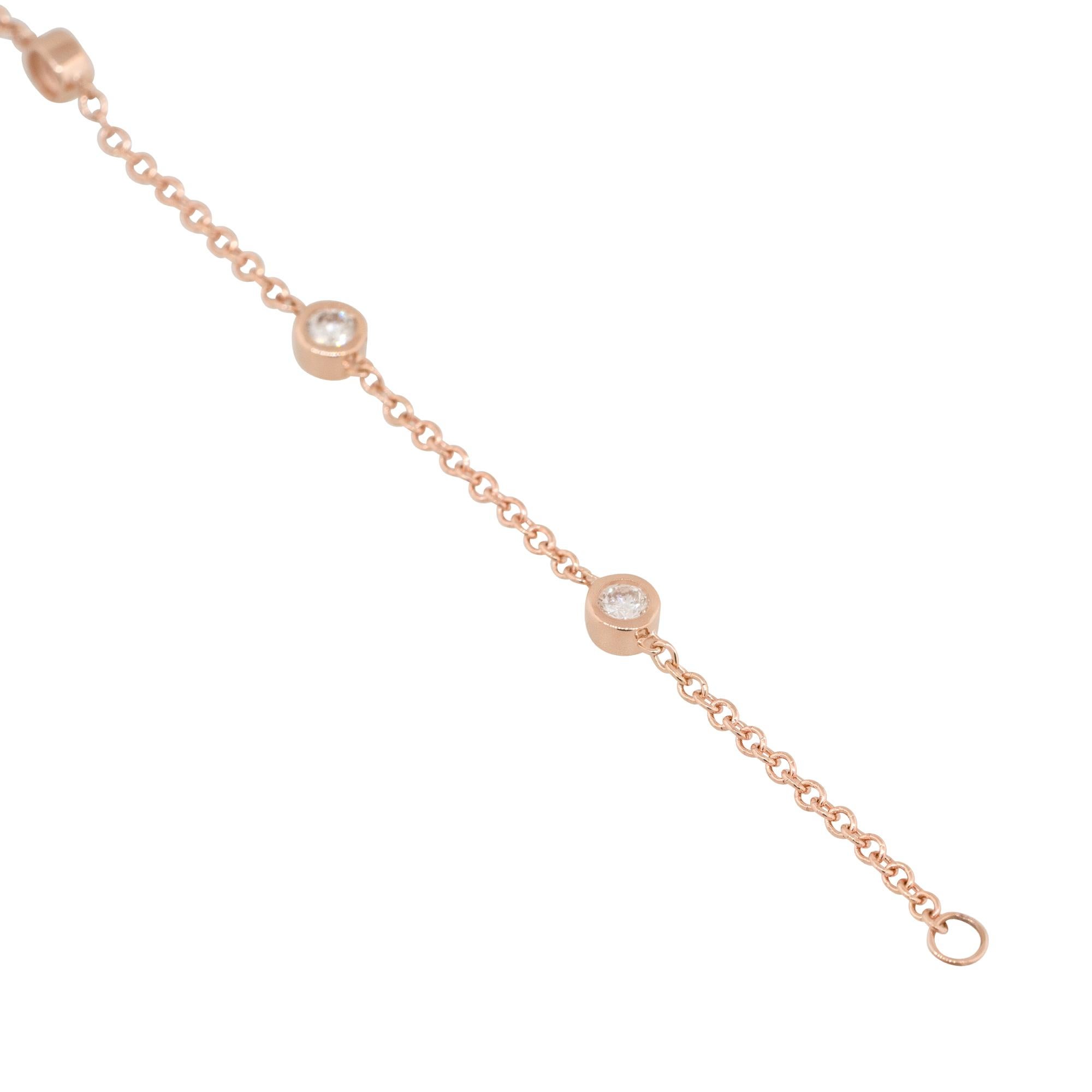 Pulsera de Diamantes Redondos Brillantes en Bisel 14 Kilates En Stock en Excelente estado para la venta en Boca Raton, FL
