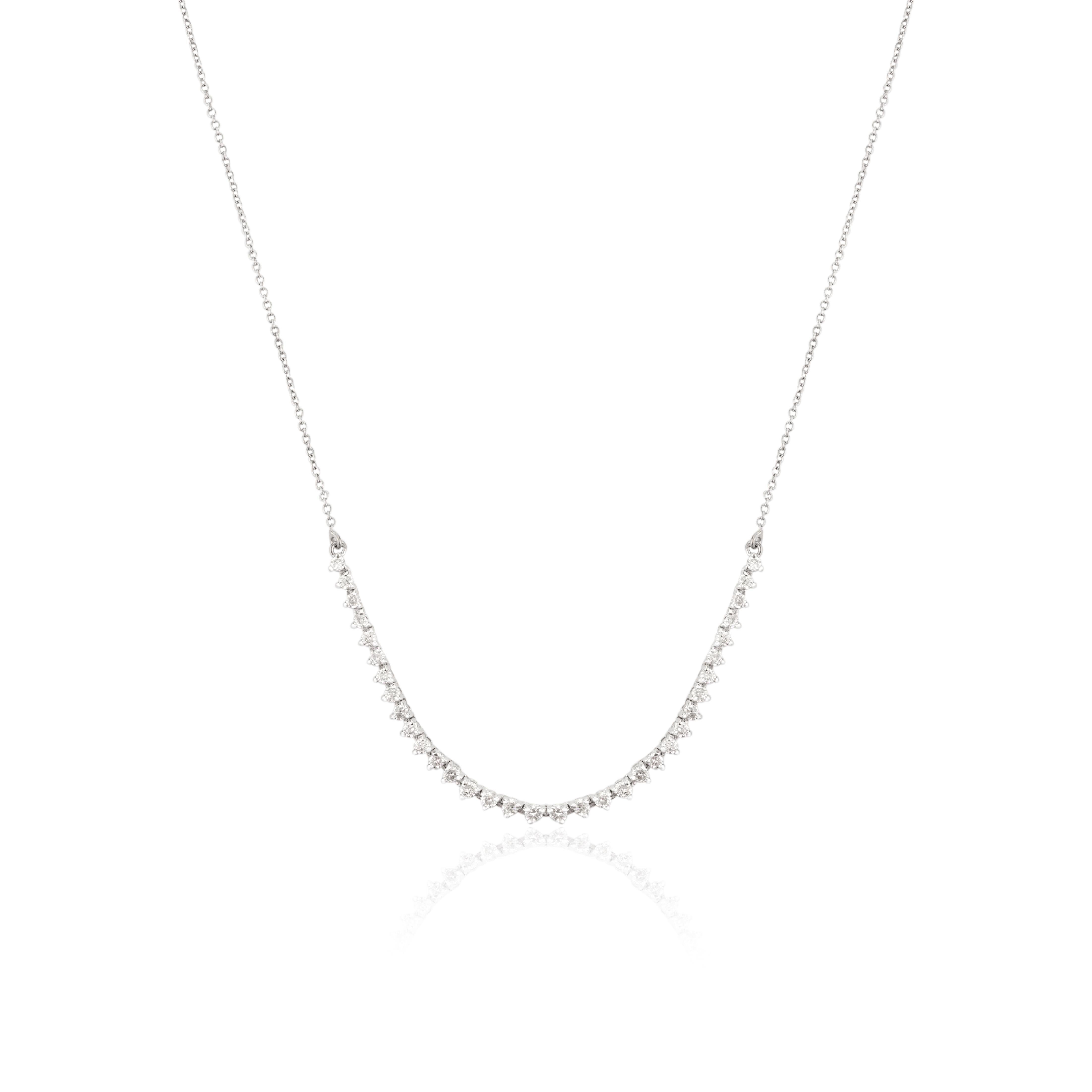 Natural Round Brilliant Cut Certified Diamond Chain Necklace in 18K White Gold In New Condition For Sale In New York, NY