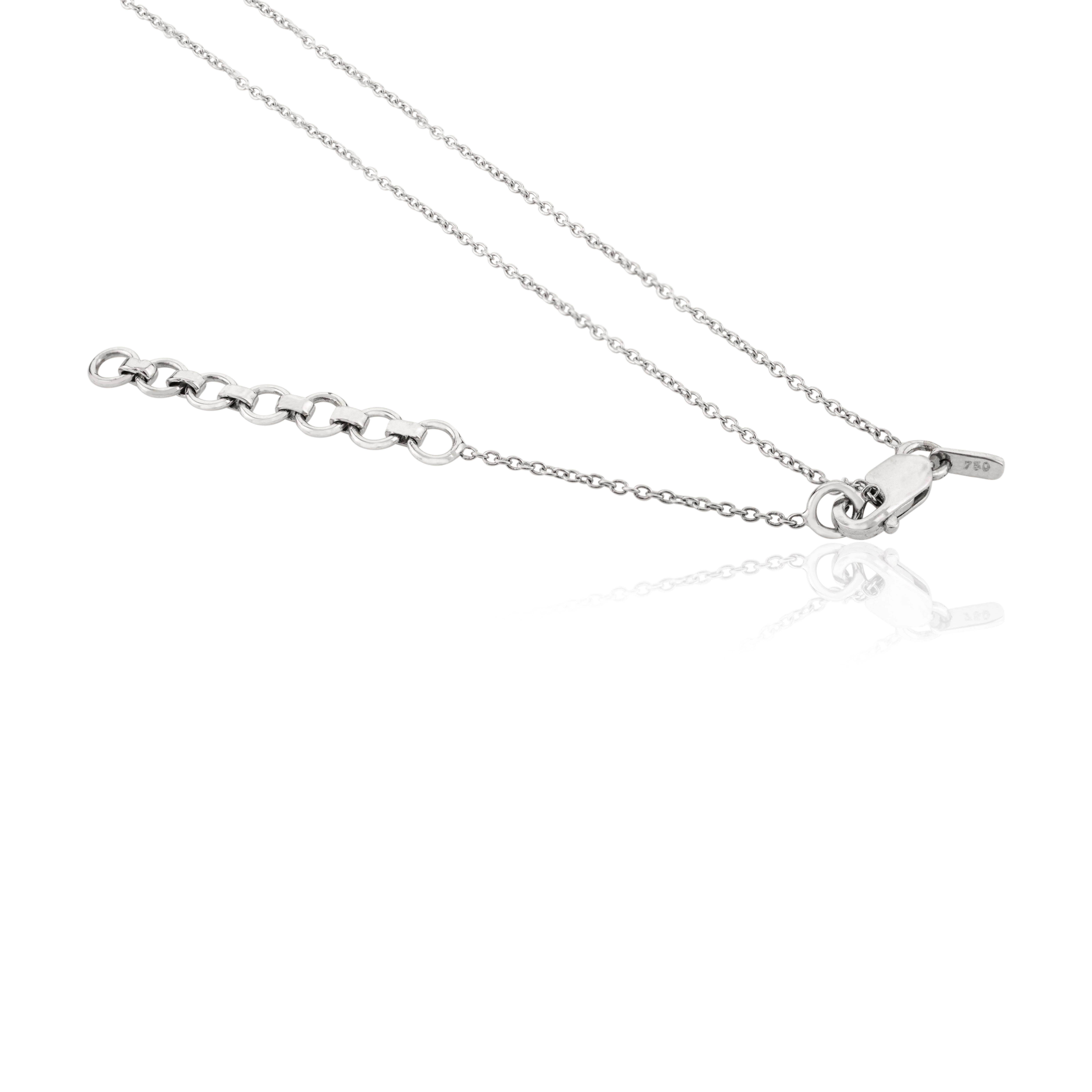 Natural Round Brilliant Cut Certified Diamond Chain Necklace in 18K White Gold For Sale 2