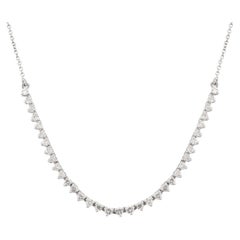 Natural Round Brilliant Cut Certified Diamond Chain Necklace in 18K White Gold