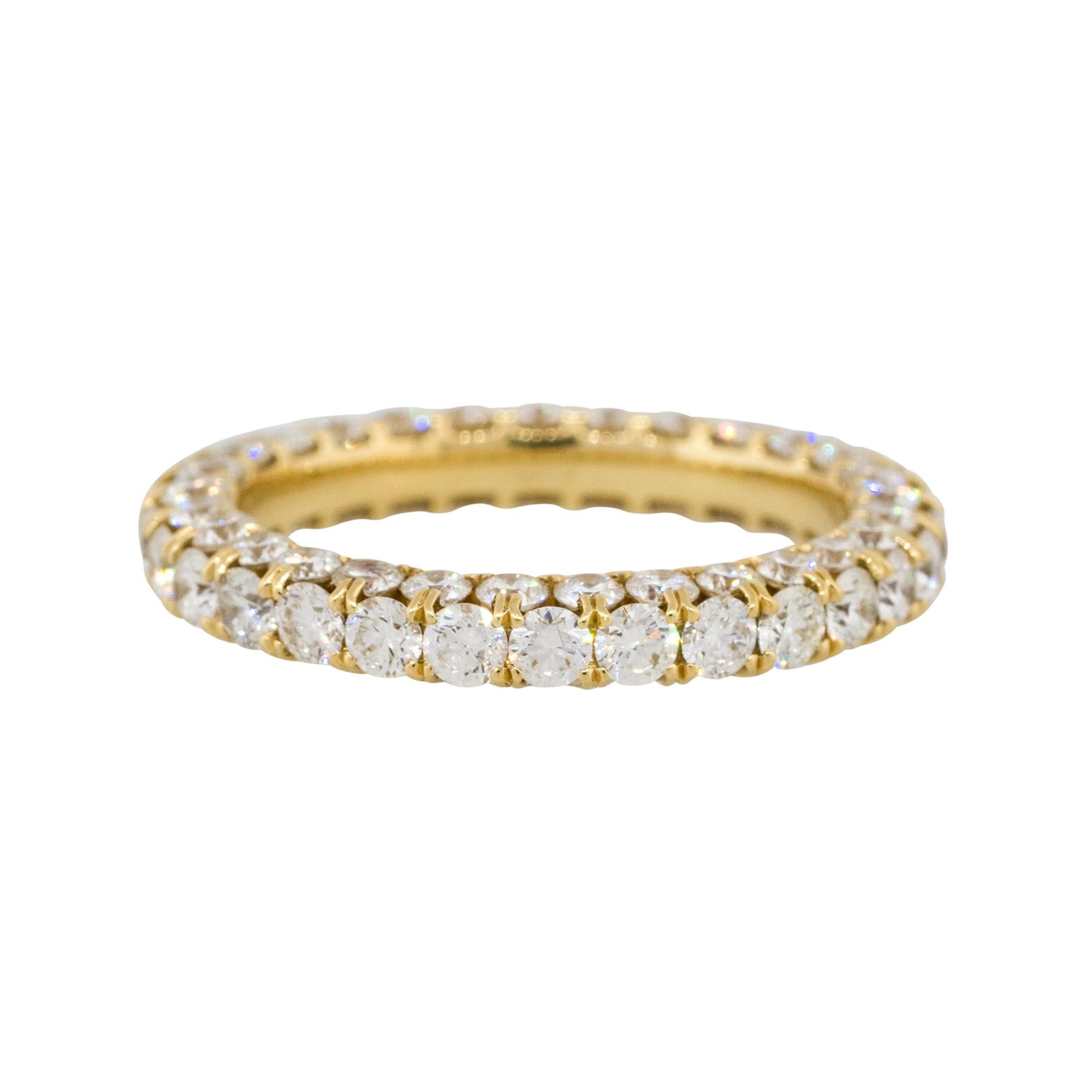 Anillo de Eternidad de Diamante Redondo Natural de Corte Brillante de 3 Caras de 18 Kilates En Stock Moderno en venta