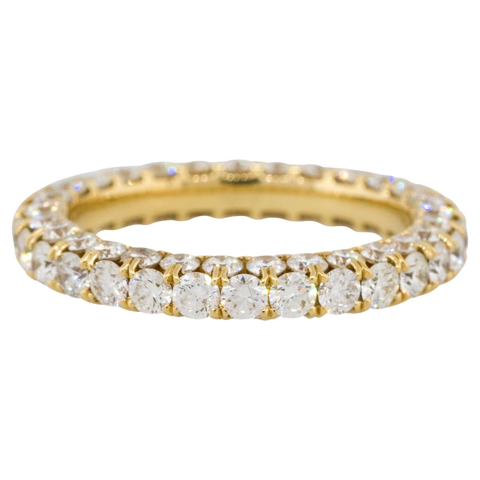 Anillo de Eternidad de Diamante Redondo Natural de Corte Brillante de 3 Caras de 18 Kilates En Stock en venta