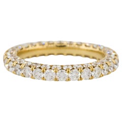 Natural Round Brilliant Cut Diamond 3-Sided 18 Karat Eternity Ring In Stock