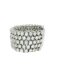 Natural Round Brilliant Cut Diamond 5-Row 18-Karat Flexible Ring In Stock