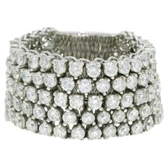 Natural Round Brilliant Cut Diamond 5-Row 18-Karat Flexible Ring In Stock