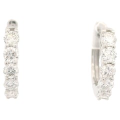 Natural Round Brilliant Cut Diamond 5-Stone 14-Karat Huggie Earrings In Stock