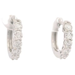 Natural Round Brilliant Cut Diamond 5-Stone 14-Karat Huggie Earrings In Stock