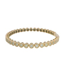Natural Round Brilliant Cut Diamond Bezel Set 14-karat Bangle In Stock