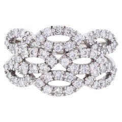 Natural Round Brilliant Cut Diamond Geometric 14 Karat Ring In Stock