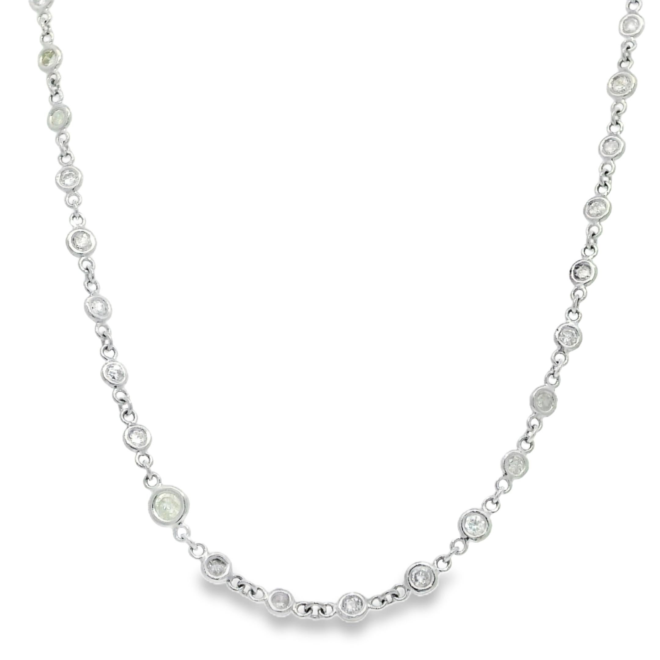 Natural Round Brilliant Cut Diamonds By The Yard Platinum Necklace In Stock For Sale