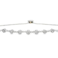 Natural Round Brilliant Diamond 10-Karat Adjustable Station Bracelet In Stock