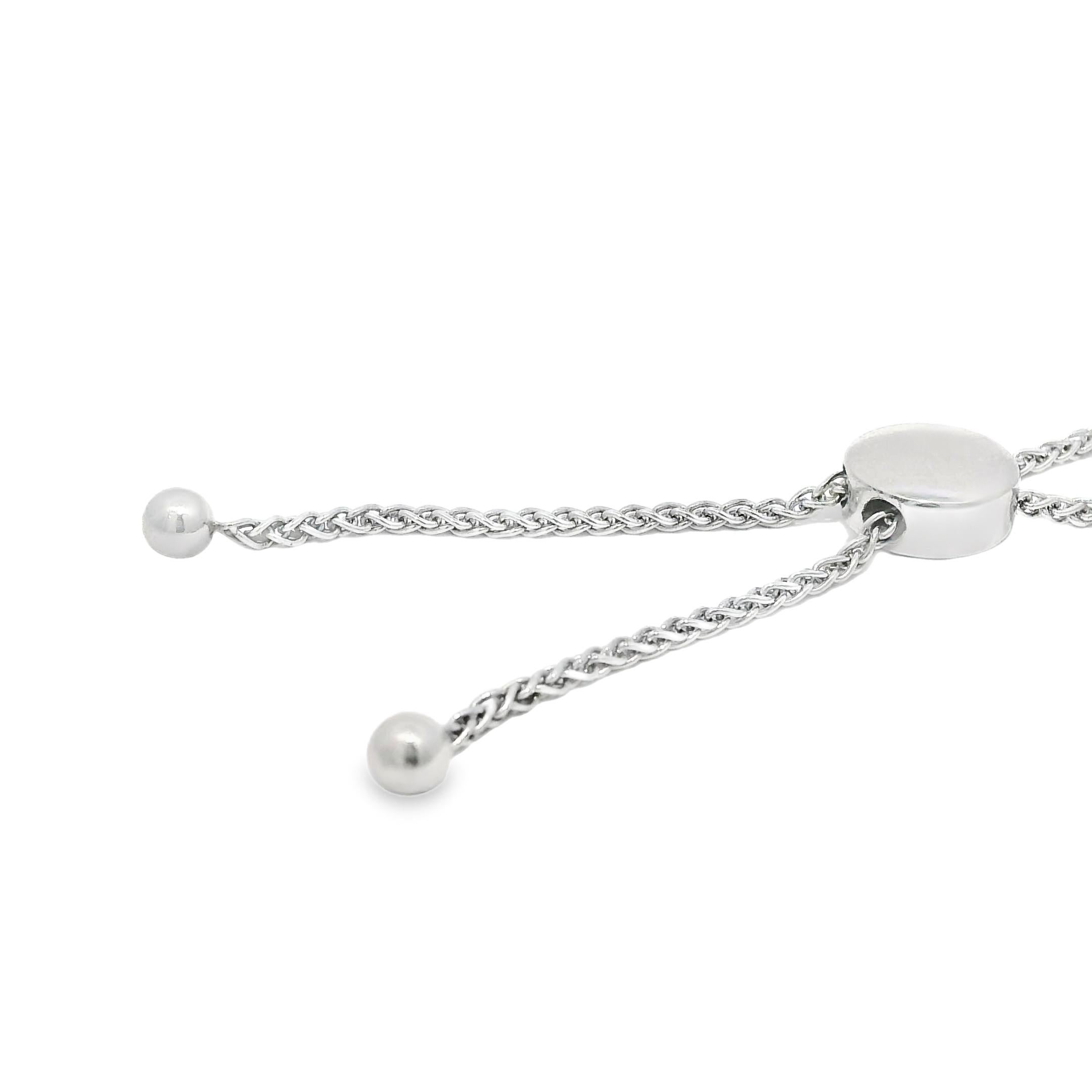 Natural Round Brilliant Diamond 10-Karat Adjustable Station Bracelet En Stock en venta 3