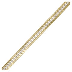 Natural Round Brilliant Diamond 14 Karat Antique Mesh Bracelet In Stock