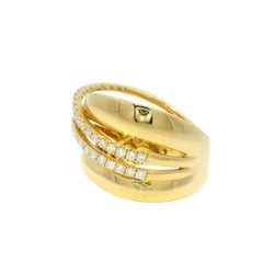 Natural Round Brilliant Diamond 18 Karat Wide Crossover Ring In Stock