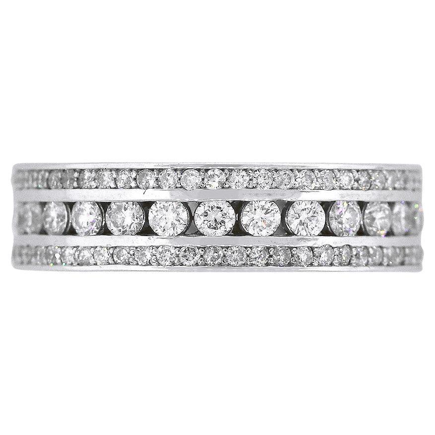 Natural Round Brilliant Cut Diamond 3-Sided 18 Karat Eternity Ring In ...