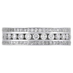 Natural Round Brilliant Diamond Channel Set 14 Karat Eternity Band In Stock