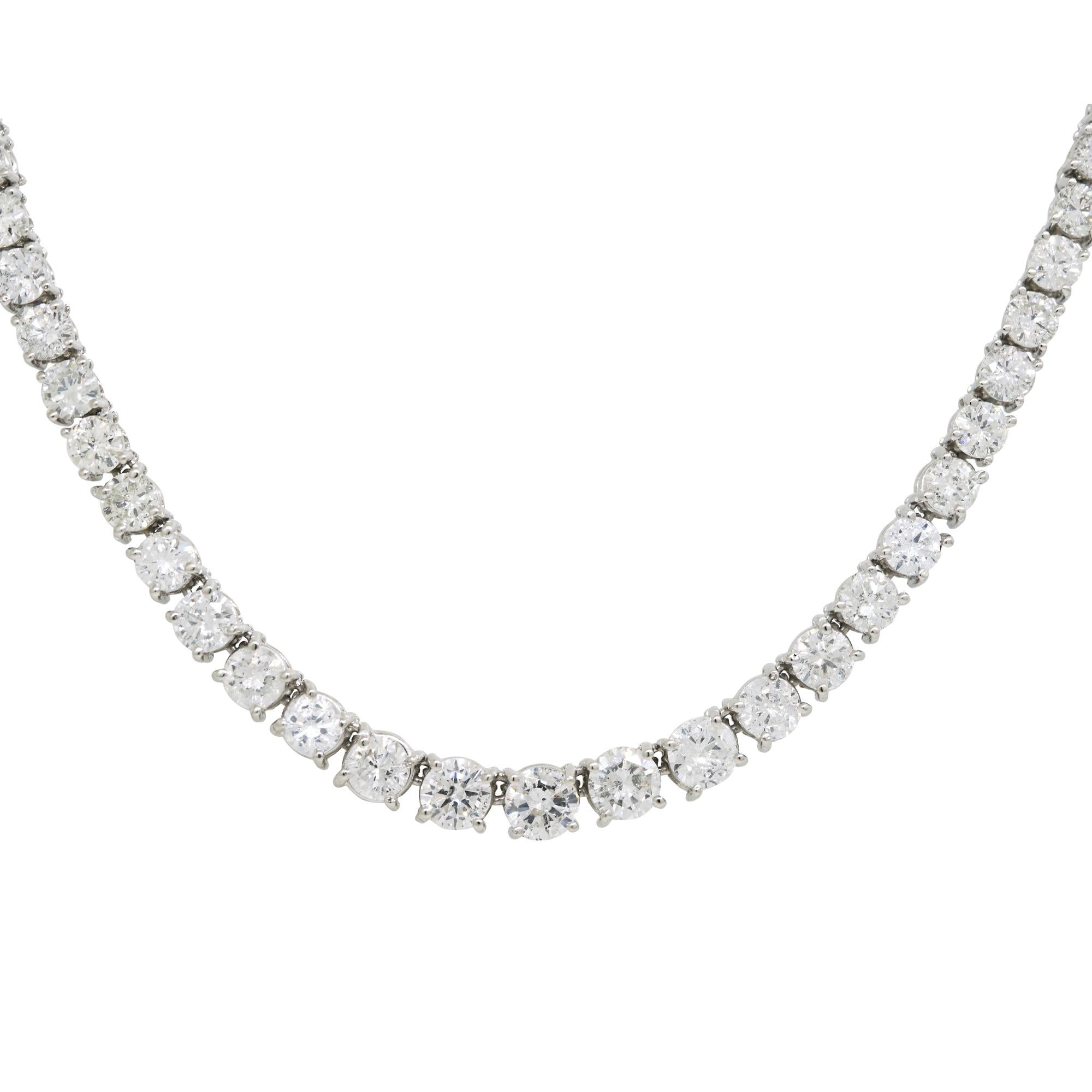Natural Round Brilliant Diamond Graduated Platinum Tennis Necklace En Stock Corte redondo
