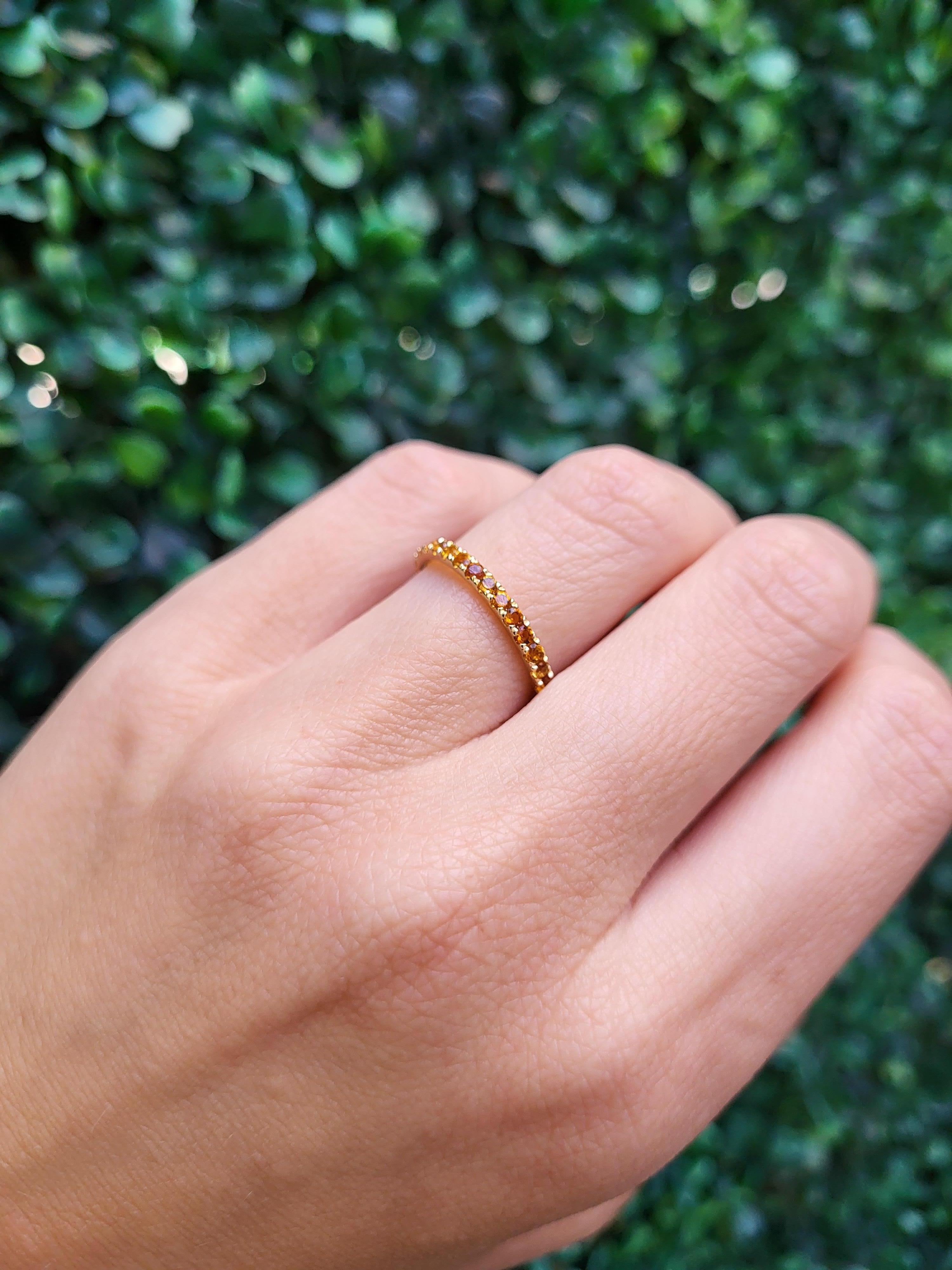 Natural Round Citrine 14 Karat Yellow Gold Stacking Band 4