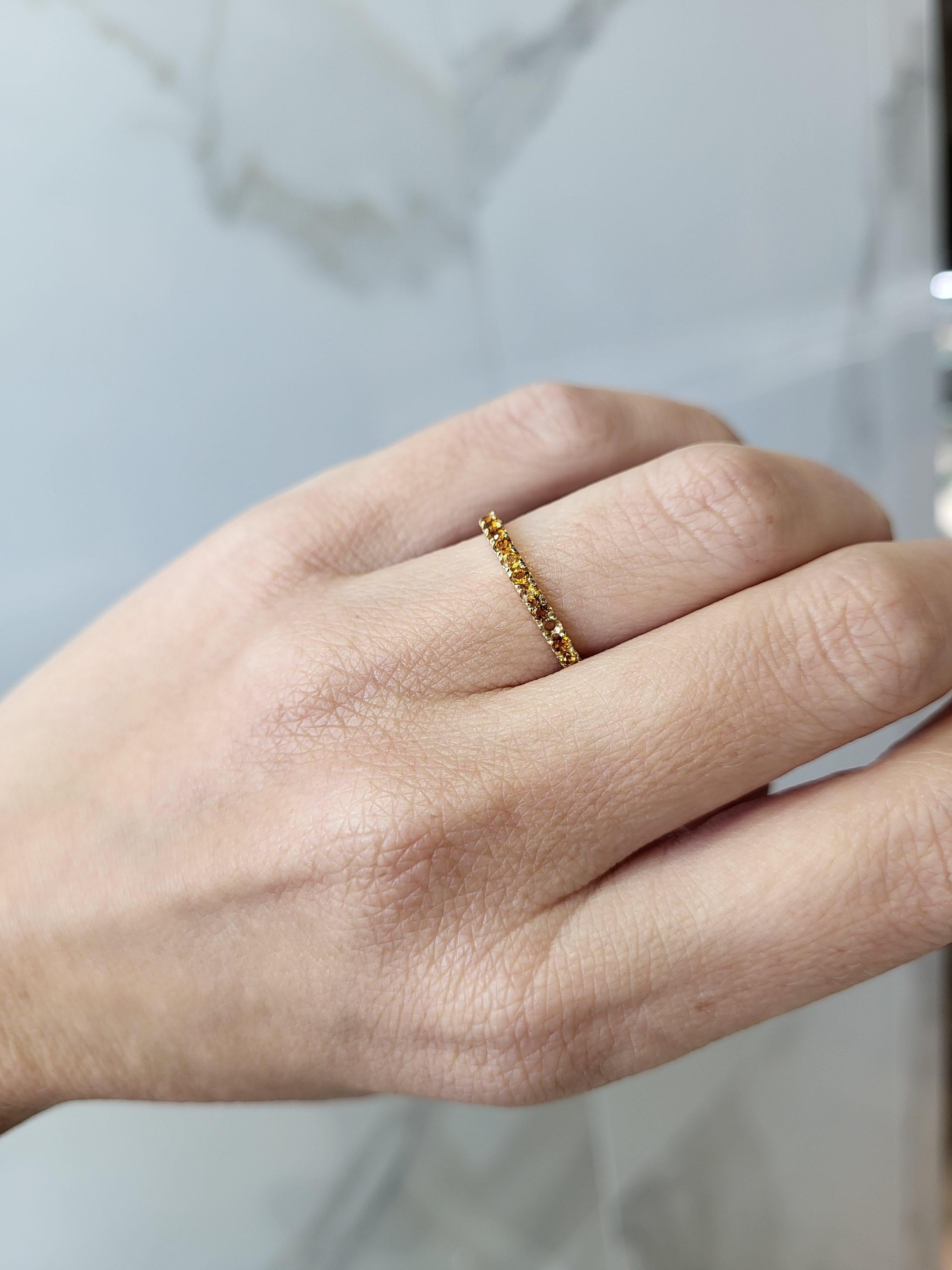 Natural Round Citrine 14 Karat Yellow Gold Stacking Band 5